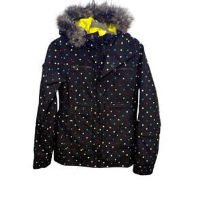 Burton DryRide Lush Snowboard Jacket Small Faux Fur Hood Winter